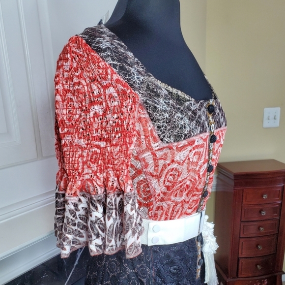 1 Left! NWT BYRON LARS | Colorblock Lace Portrait Dress - Picture 4 of 8